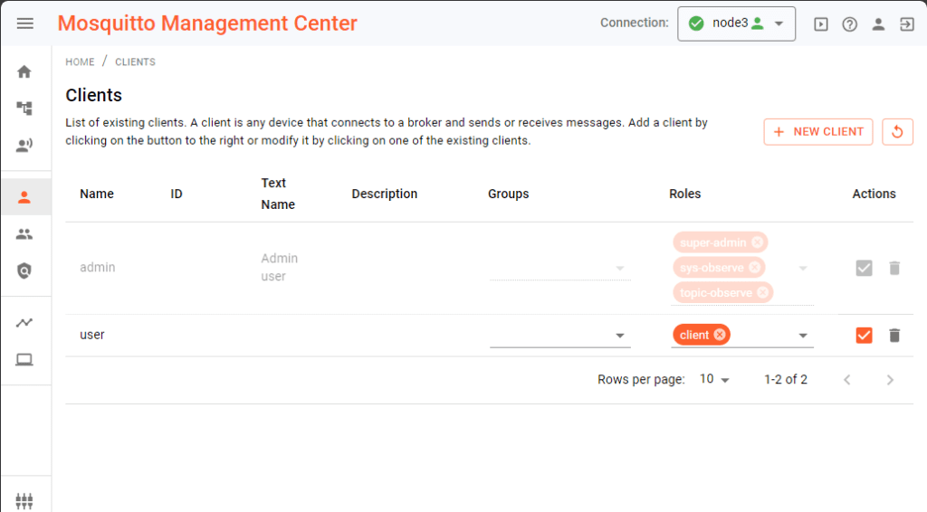 Mosquitto MQTT client screenshot in MMC