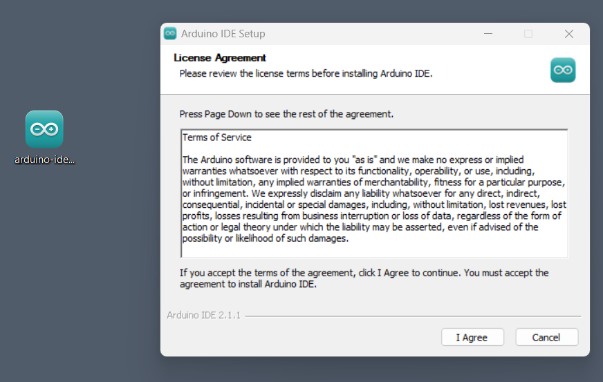 Arduino IDE installation.